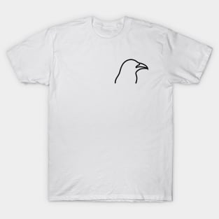 Minimalist Raven Line Art Pocket Design T-Shirt